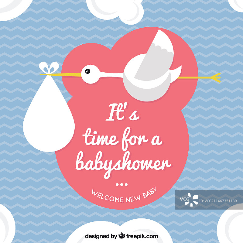 可爱的鹳与惊喜背景图片素材