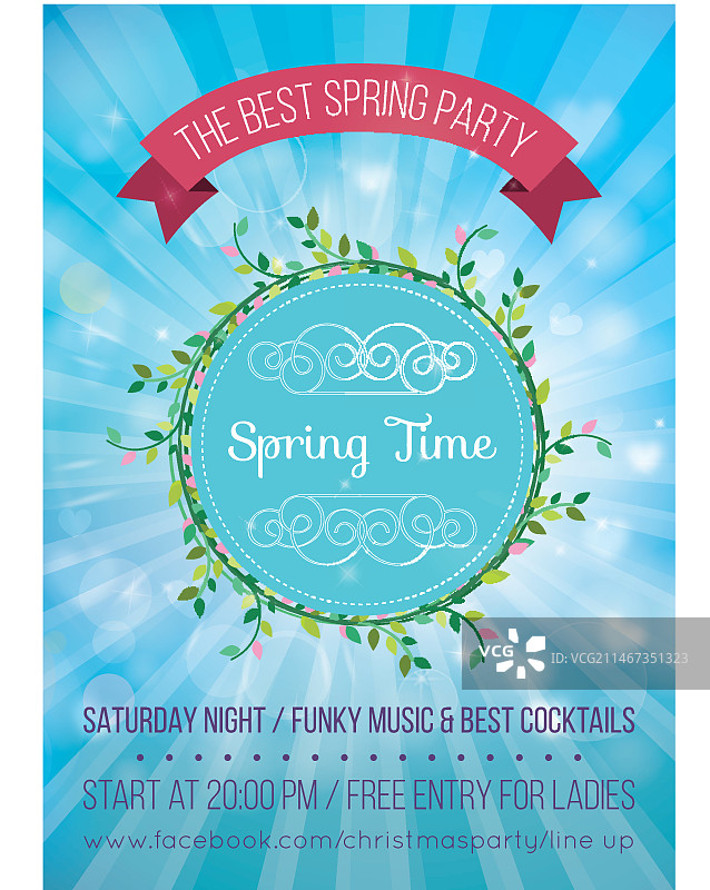 春天聚会宣传册与花环图片素材