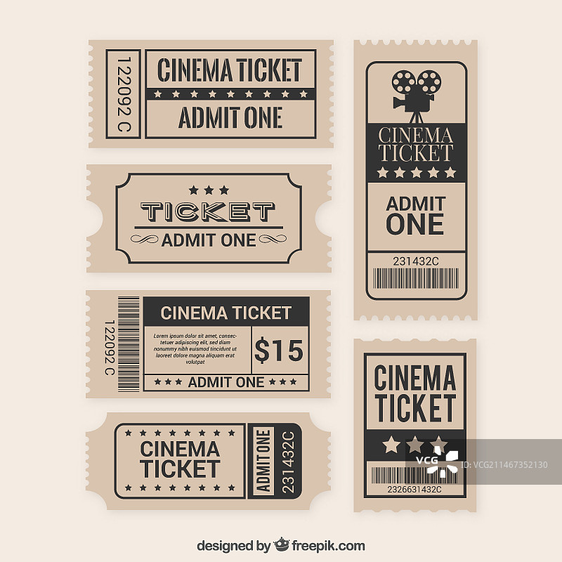 扁平风电影票合集图片素材