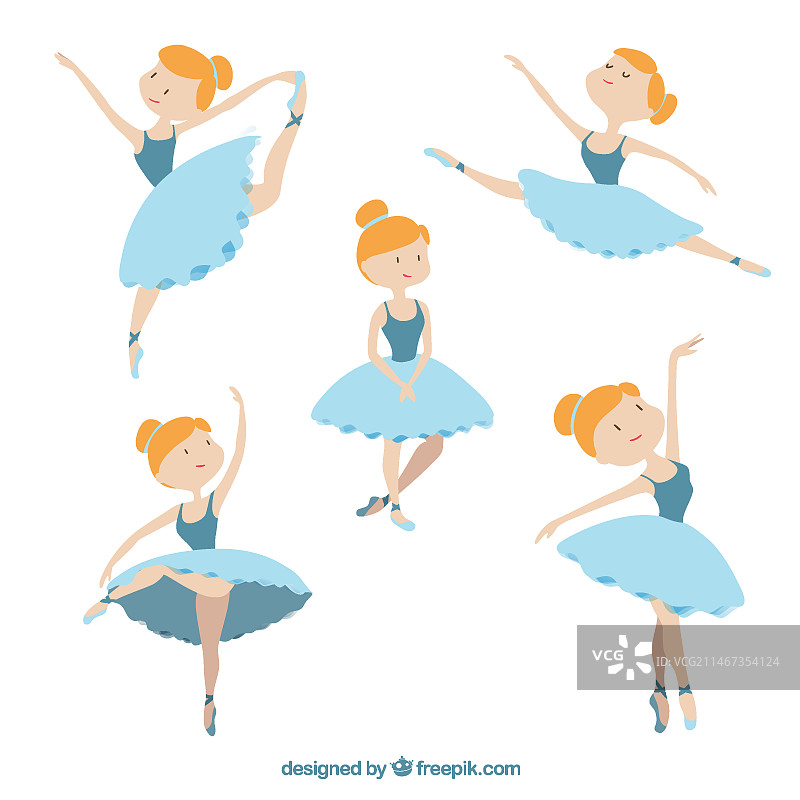 不同姿势的可爱芭蕾舞演员图片素材