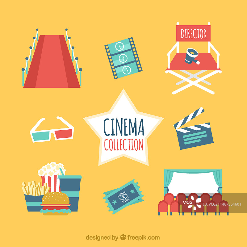 扁平电影配件图片素材