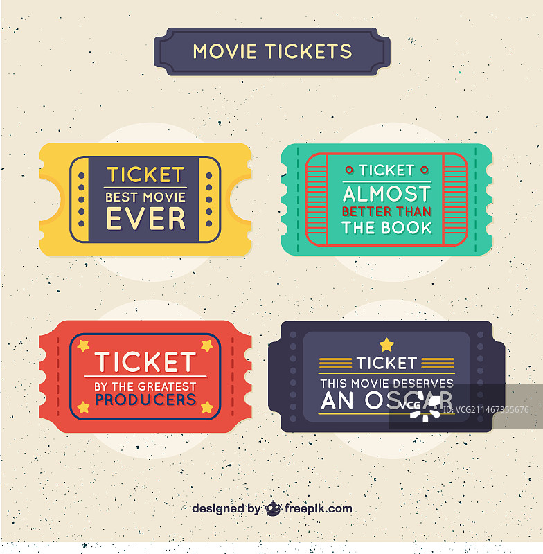 扁平风格电影票图片素材