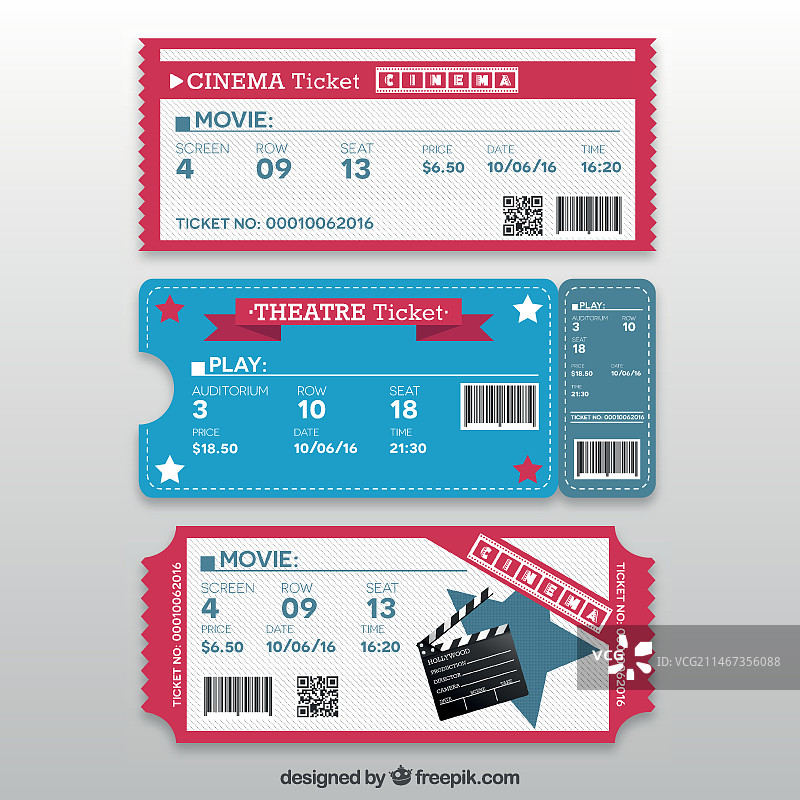 逼真的电影票图片素材