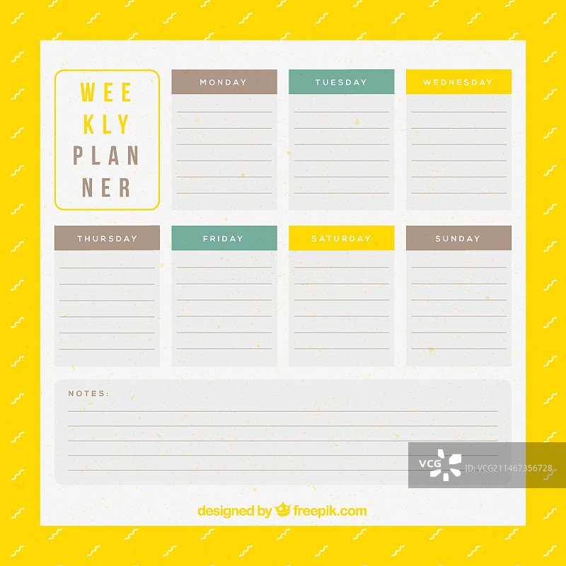 黄色每周计划表图片素材