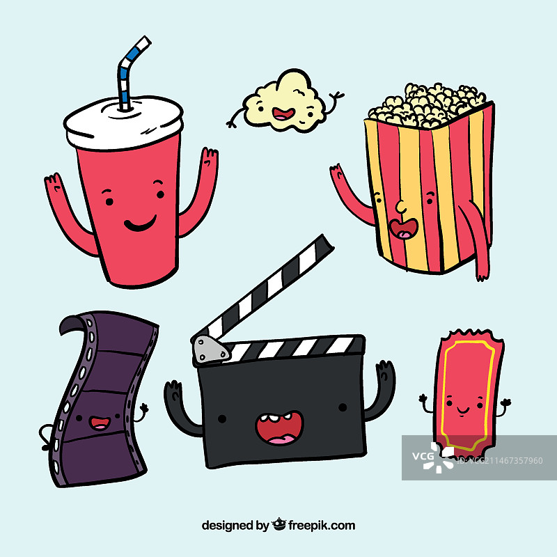 手绘电影元素图片素材
