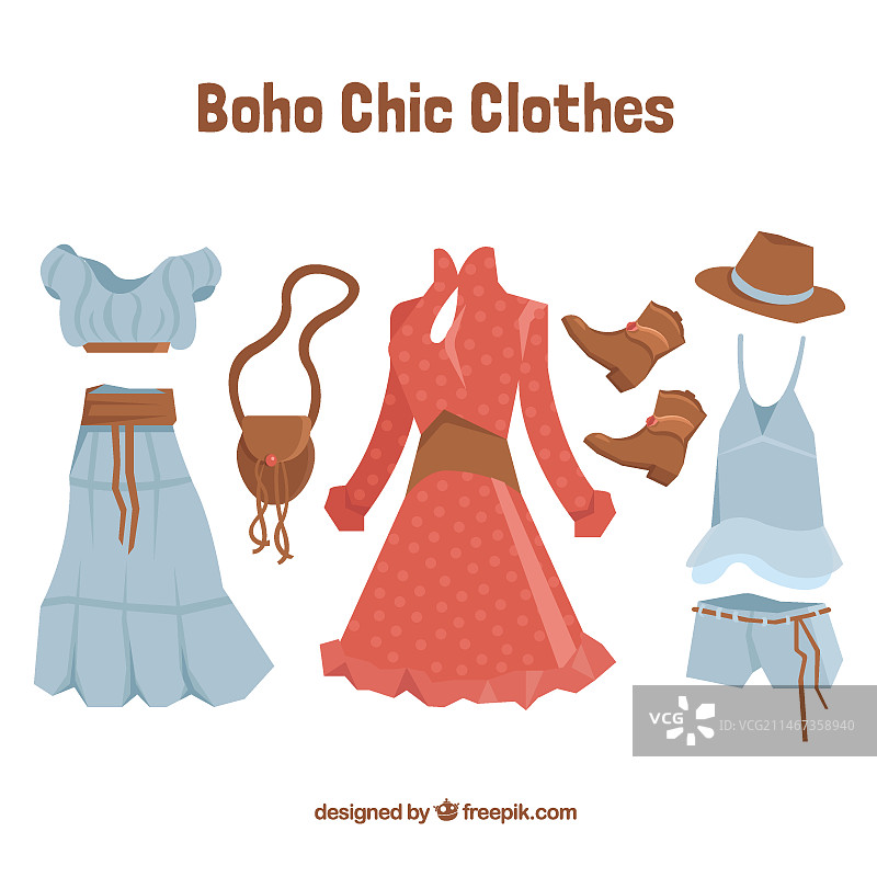 复古波西米亚风格的服装图片素材