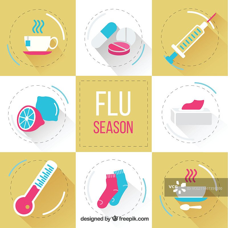 扁平风格流感季元素包图片素材