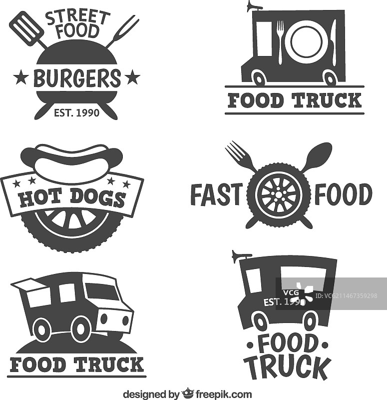 不同的餐车Logo合集图片素材