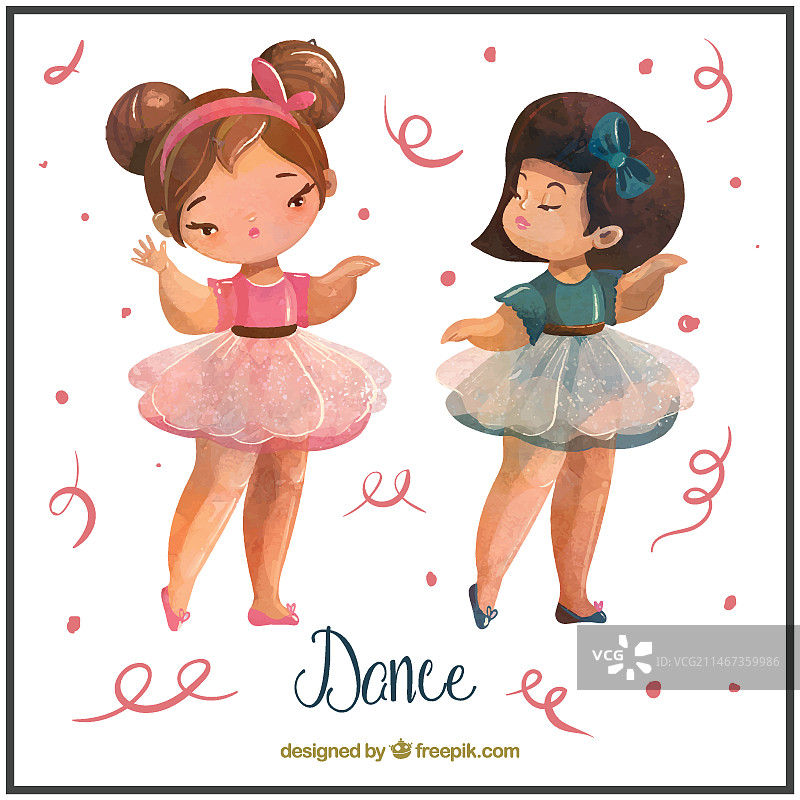 跳芭蕾舞的两个小女孩图片素材