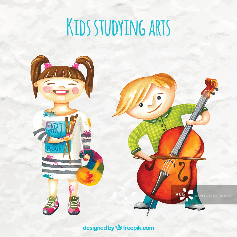 拥有非凡才能的水彩儿童图片素材