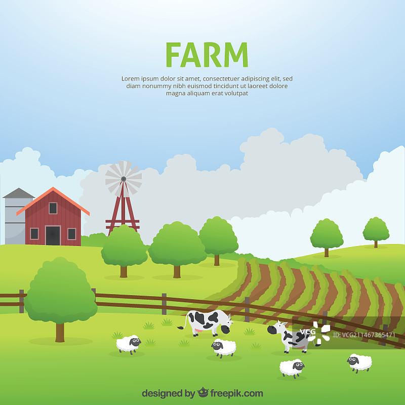 有动物的农场风光图片素材