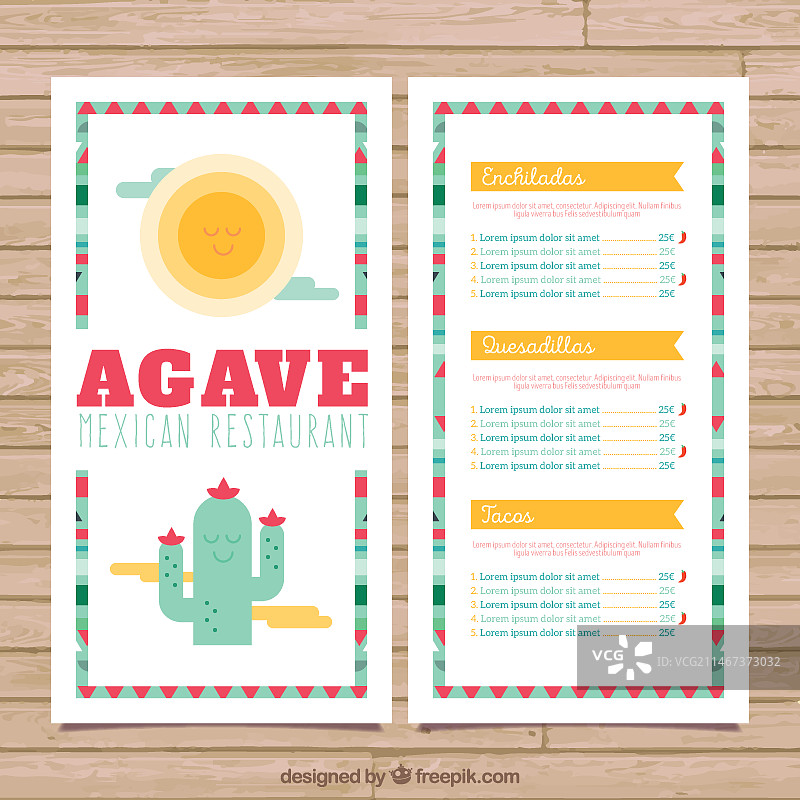 带有滑稽仙人掌的墨西哥菜单图片素材