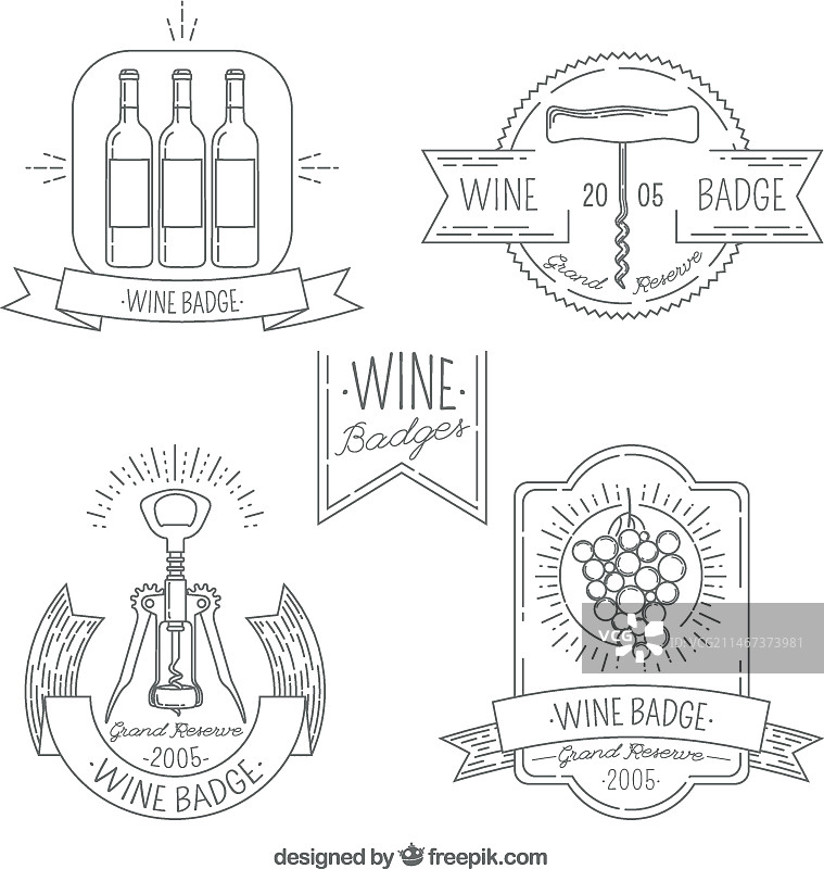 手绘葡萄酒徽章图片素材