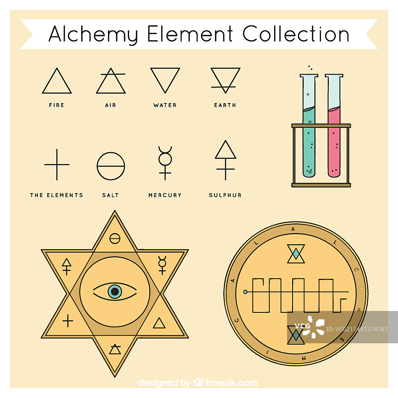 可爱的炼金术元素集合图片素材