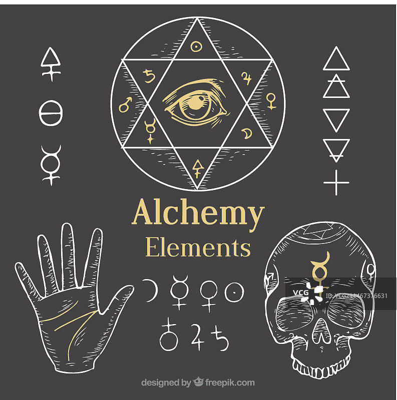 炼金术元素轮廓图片素材