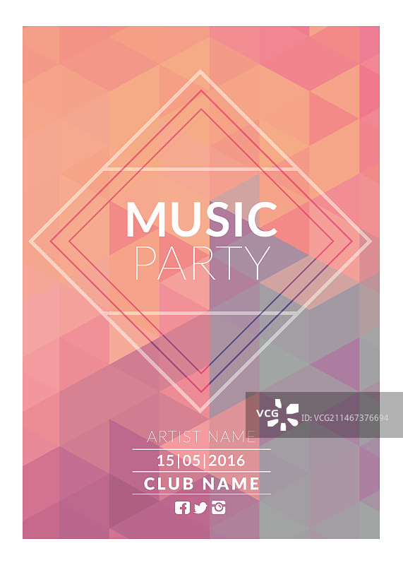 菱形几何派对海报图片素材