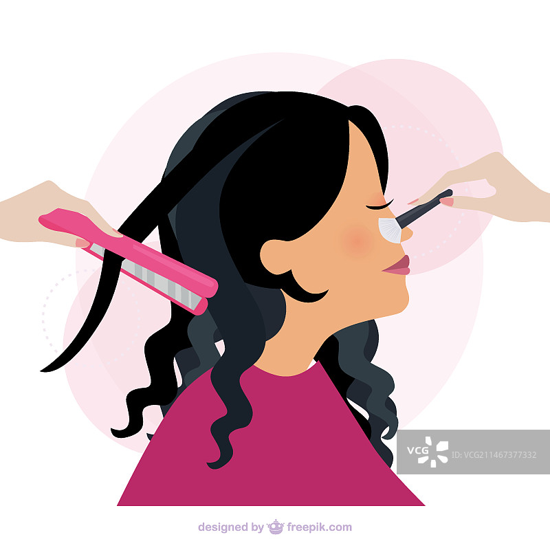 美容师扁平风设计中的女孩图片素材