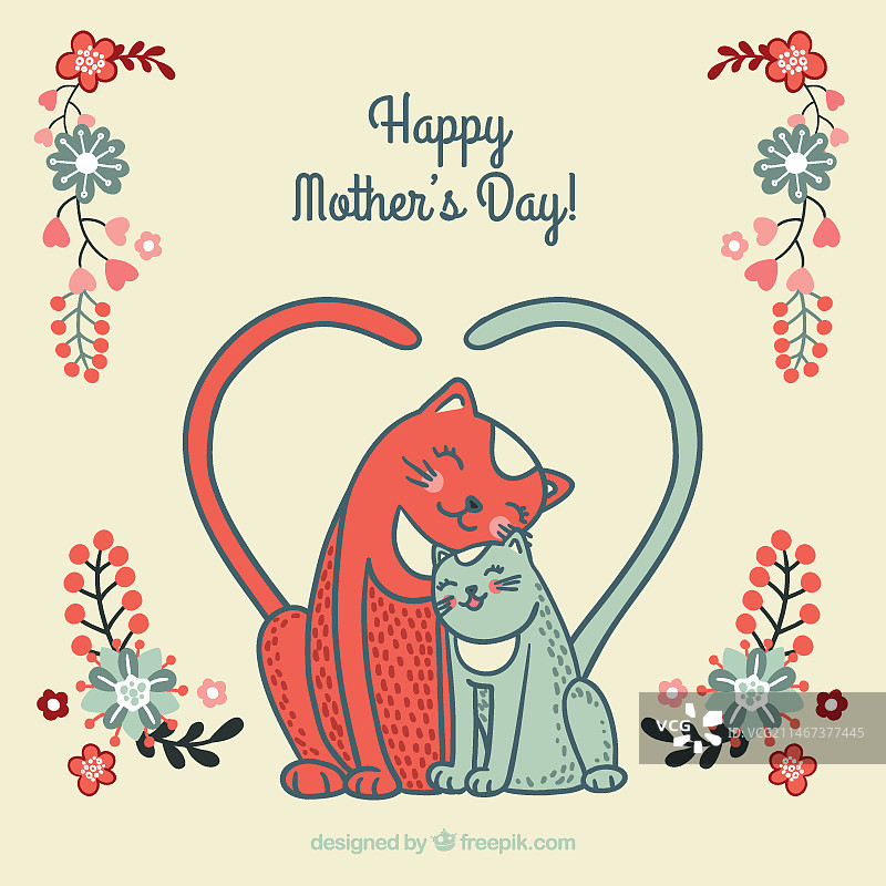 可爱的猫咪母亲节贺卡图片素材