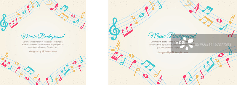 带彩色音符的音乐背景图片素材