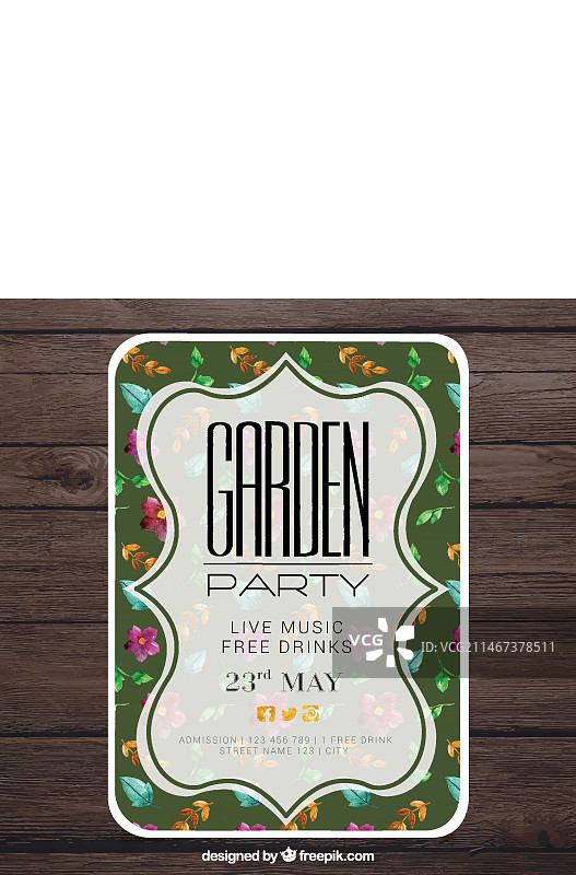 复古风格的鲜花花园派对卡片图片素材