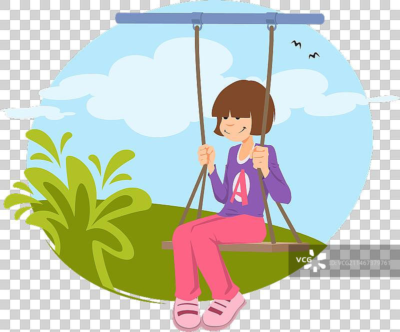 在绳索秋千上的女孩，适用于互联网和移动网站图片素材