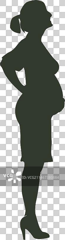 触摸腹部的孕妇剪影图片素材