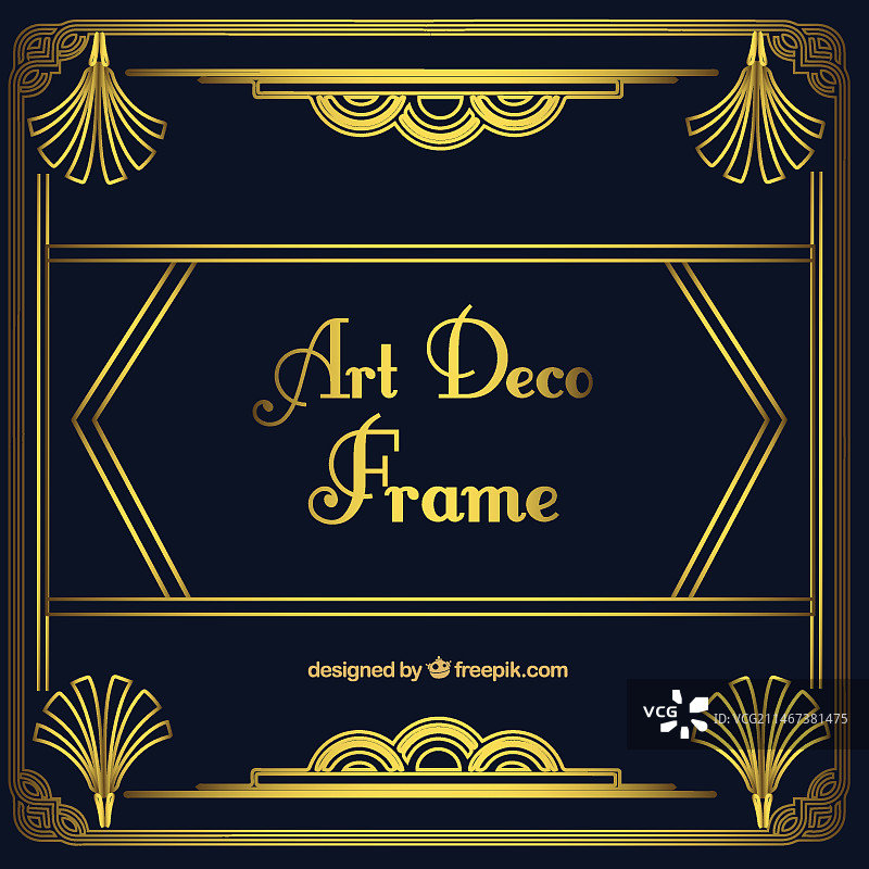 装饰艺术风格的金色装饰画框图片素材