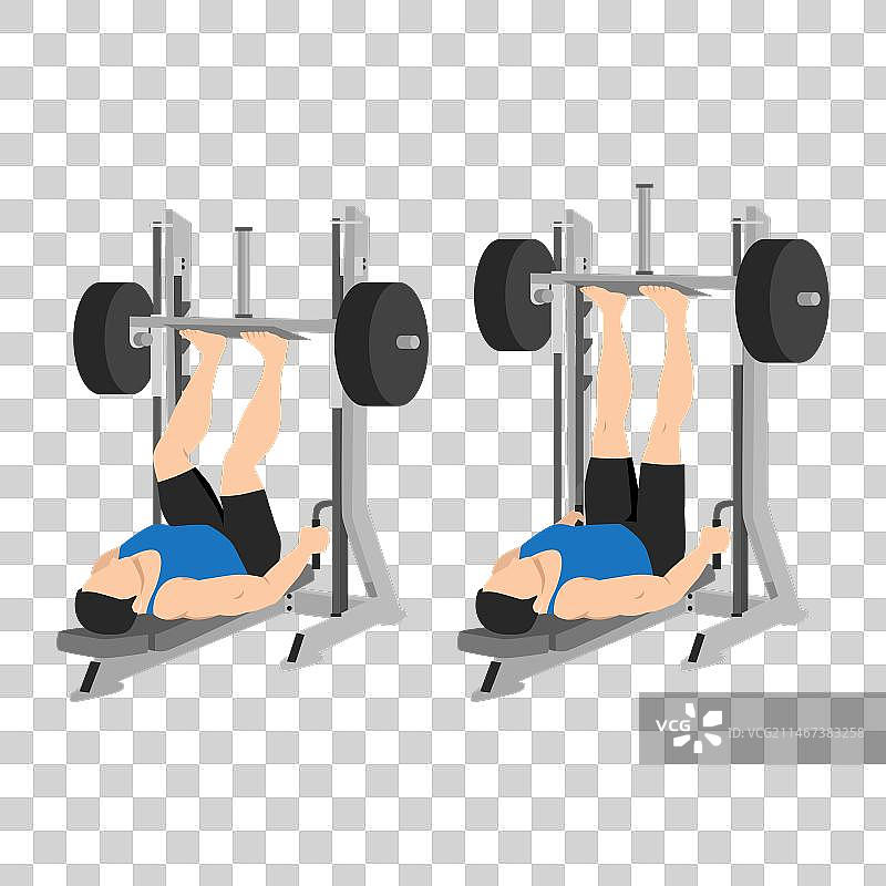 男人用史密斯机做腿举练习图片素材