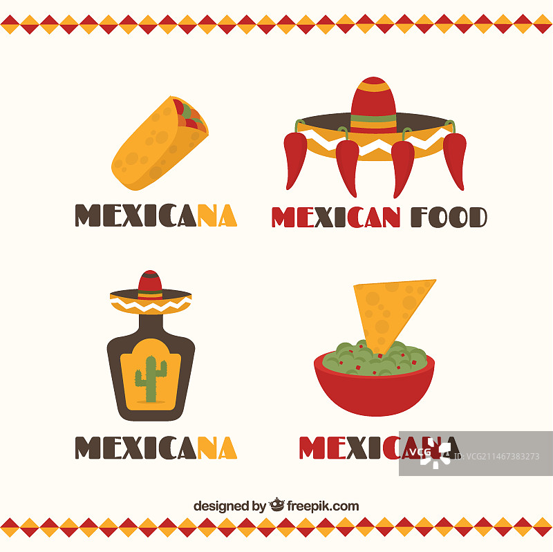 扁平风格墨西哥餐厅Logo合集图片素材