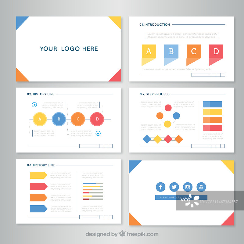 扁平风格商务演示图片素材