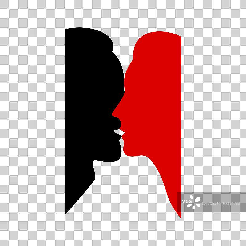 男人和女人的亲吻剪影图片素材