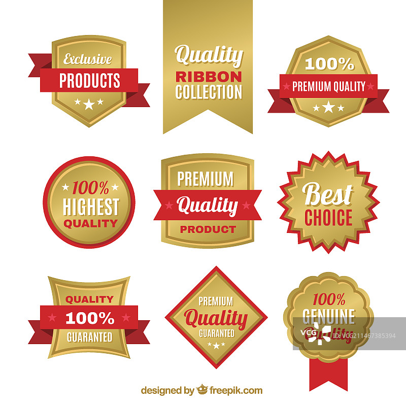 金色品质徽章图片素材