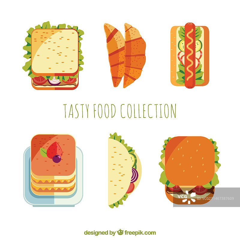 扁平风格美食合集图片素材