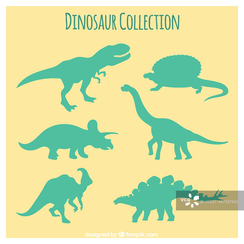 绿色恐龙剪影图片素材