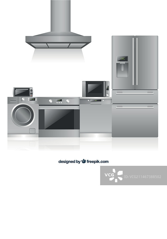 扁平设计风格的厨房电器图片素材