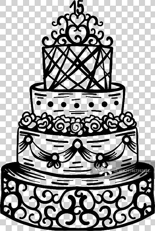 西班牙少女成人礼多层蛋糕笔触图片素材