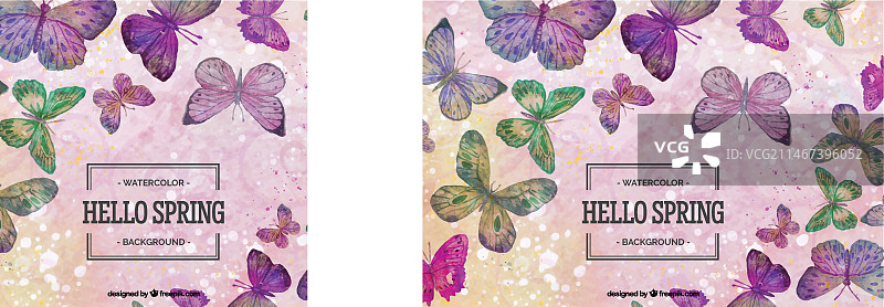 水彩蝴蝶背景与泼溅图片素材