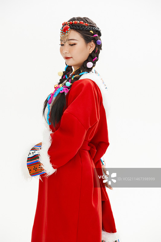 身穿藏族服饰的亚洲女性图片素材