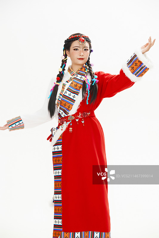 身穿藏族服饰的亚洲女性图片素材