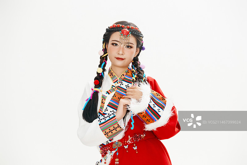 身穿藏族服饰的亚洲女性图片素材
