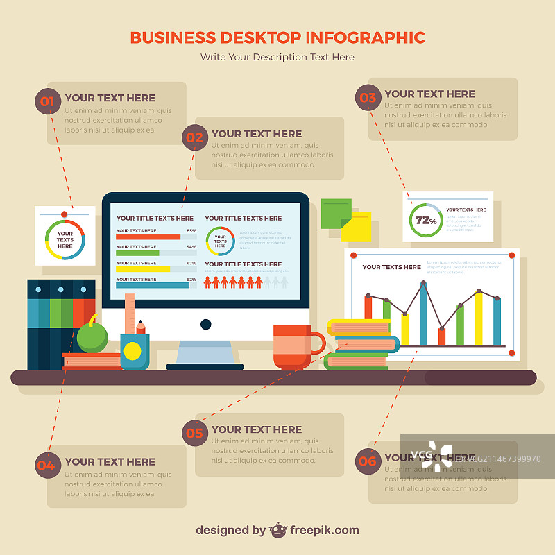 商务桌面信息图图片素材
