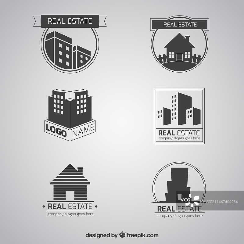 灰色扁平房地产标志图片素材