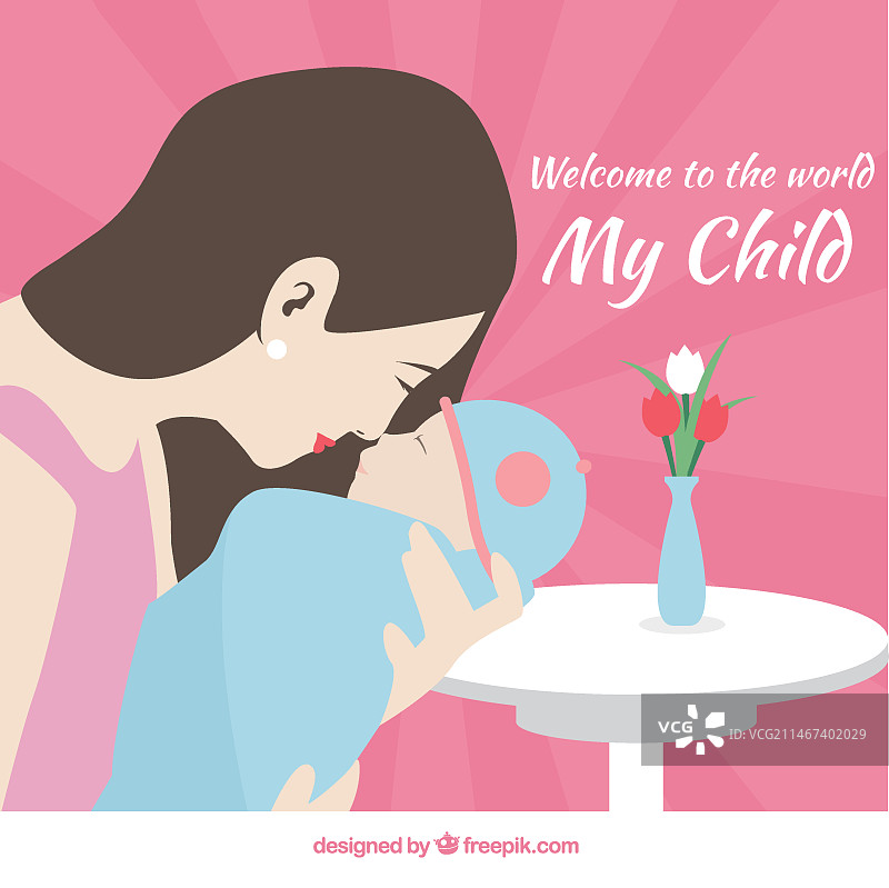 温馨的母亲与宝宝场景卡片图片素材