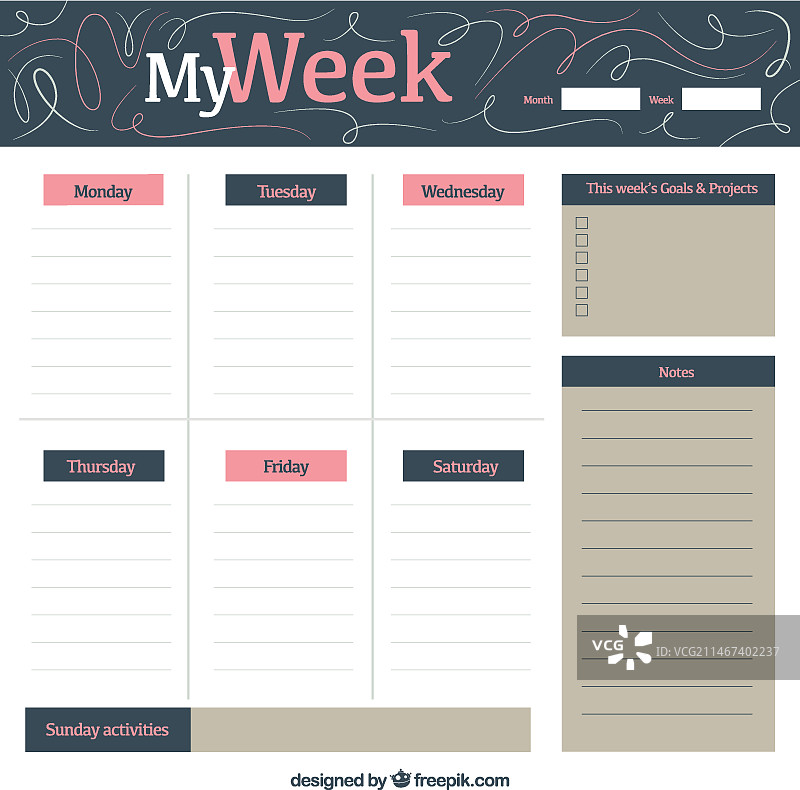 复古风周计划本图片素材