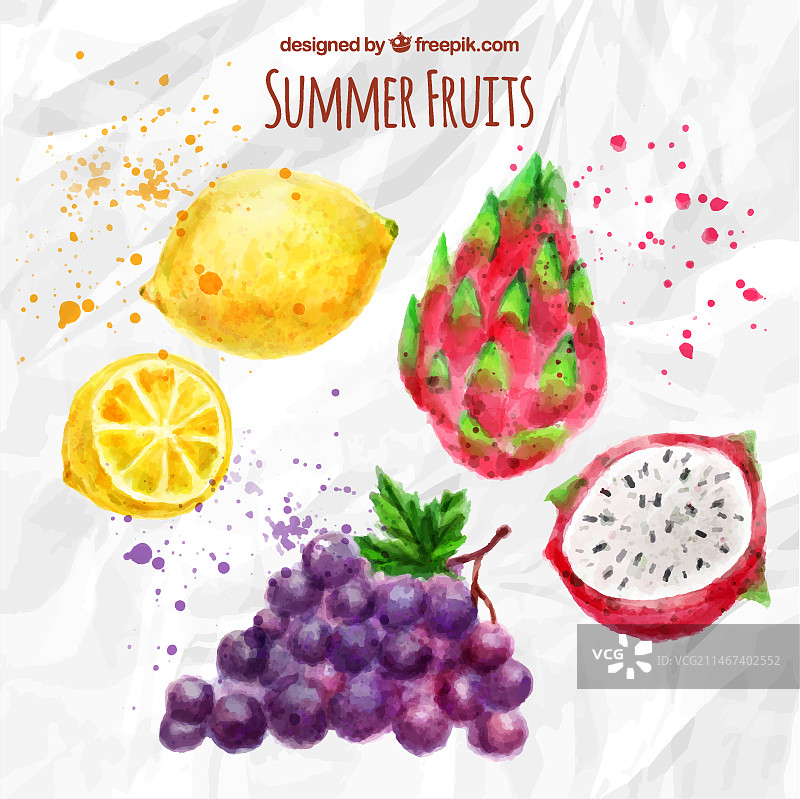 水彩热带水果套装图片素材