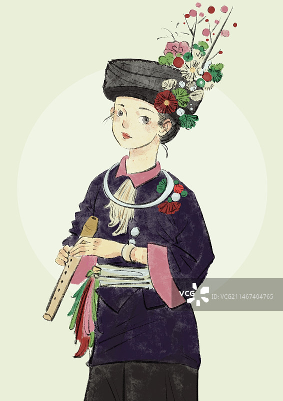 五十六民族插画-阿昌族图片素材