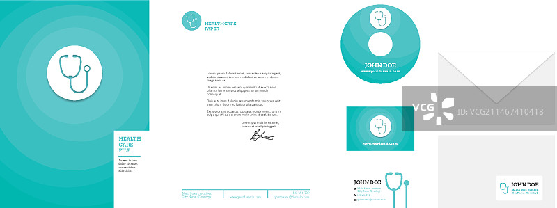 带有听诊器标志的文具图片素材