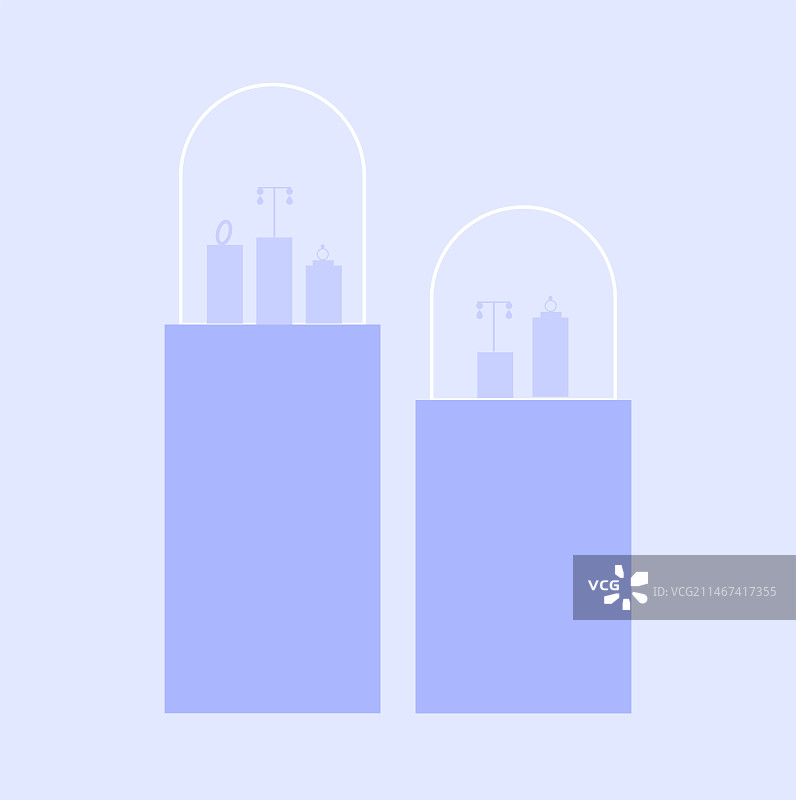 珠宝陈列柜极简扁平插画矢量图素材插画组件库图片素材