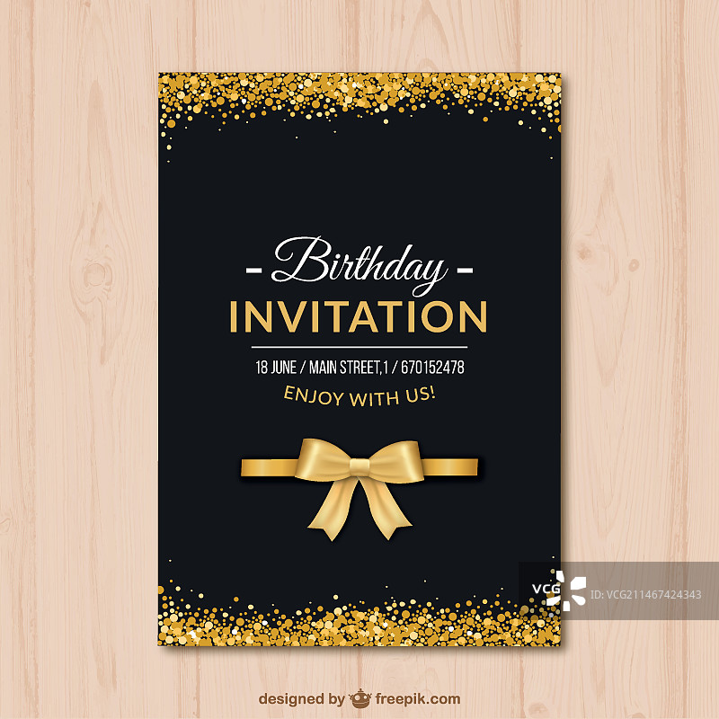带有金色细节的优雅生日邀请函图片素材