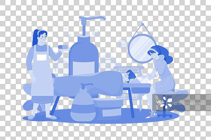 年轻女人在美容院洗头图片素材